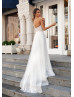 Off Shoulder Beaded Lace Satin Wedding Dress